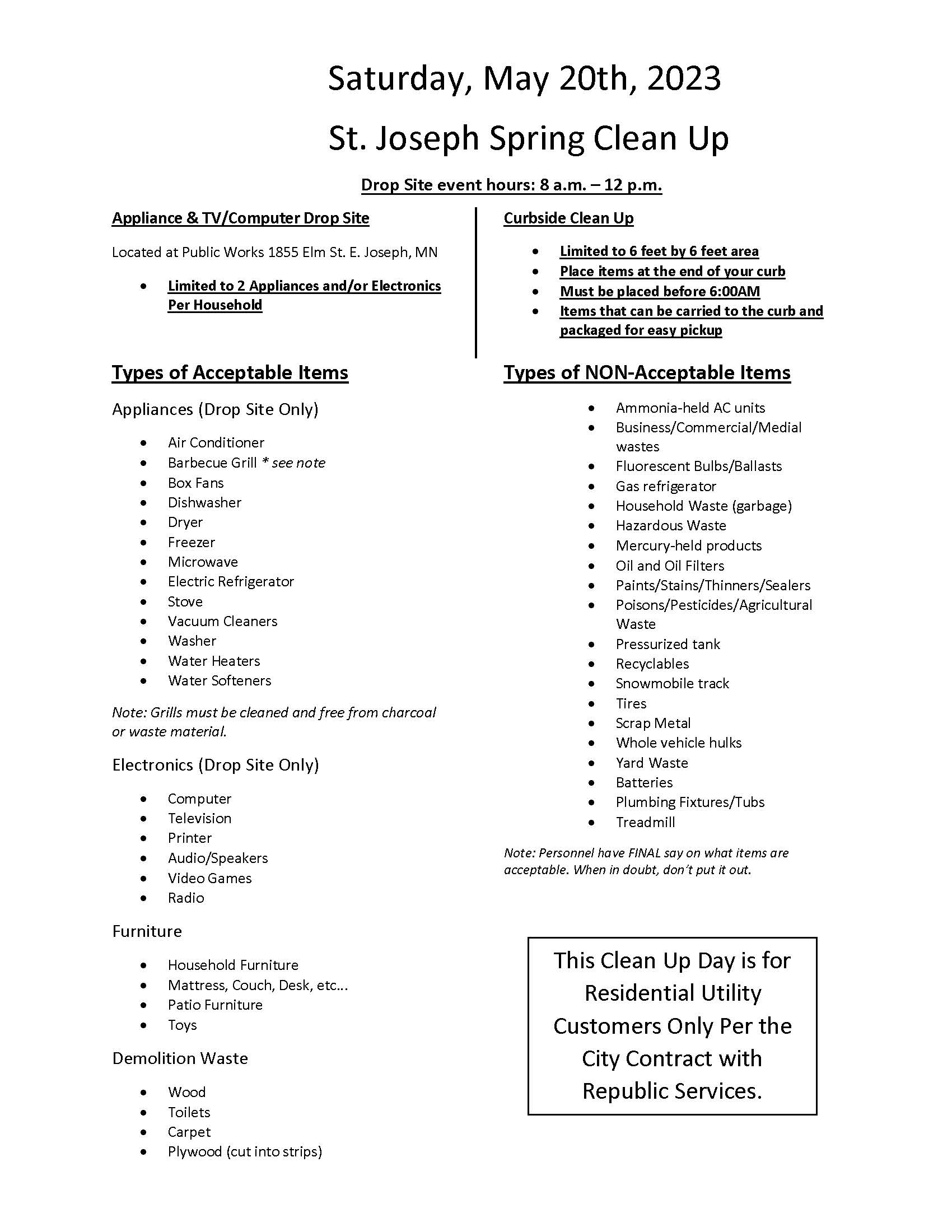 St. Joseph Spring Clean Up 2023